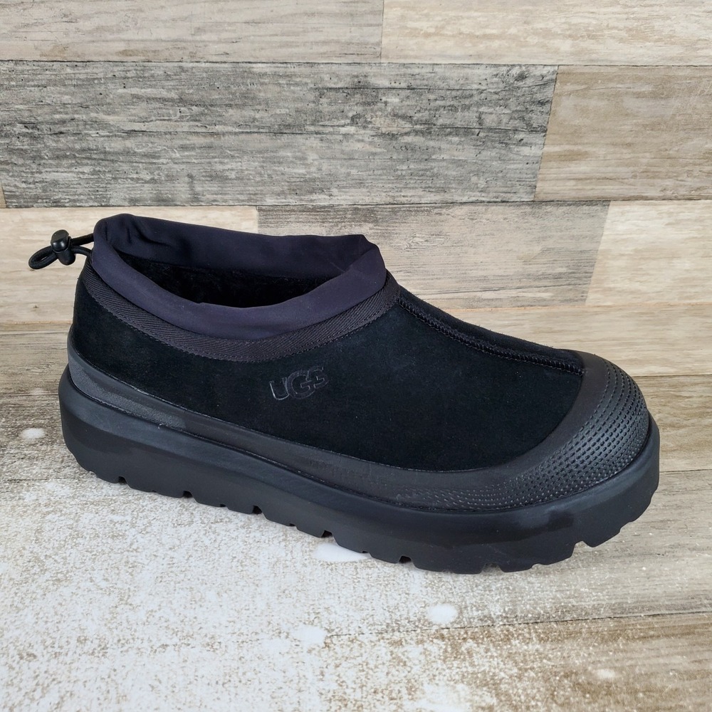 UGG Tasman Mens Casual Slippers Sz 9 Black Weather Hybrid Travel Comfort Slip On